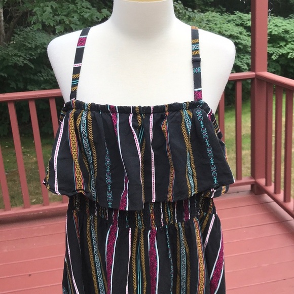 TORRID 3X black multi ruffled smocked dress - Picture 2 of 9